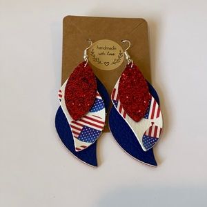 Patriotic Lightweight Faux Leather Earrings